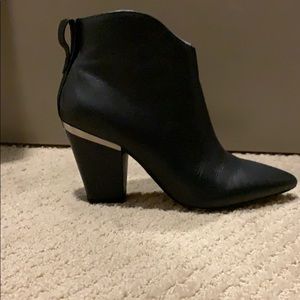 Black Leather Booties with Silver accent